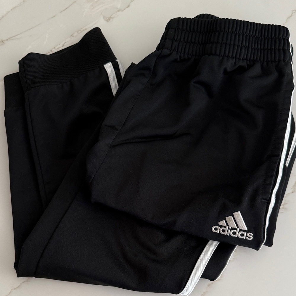Adidas Kids Black Joggers with White Accents